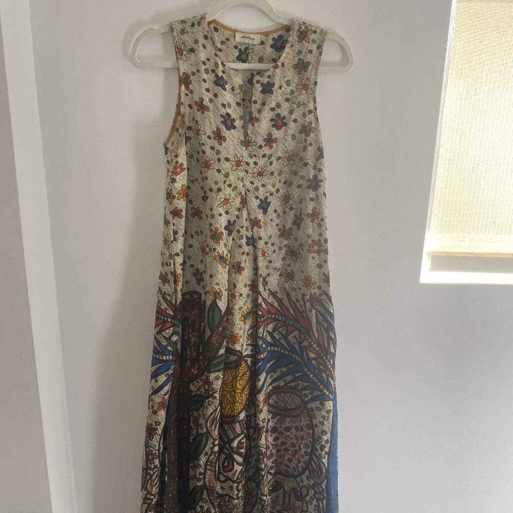 Ottod'Ame Colorful Floral Painted Tunic Maxi Dress W/ Pockets XS/S